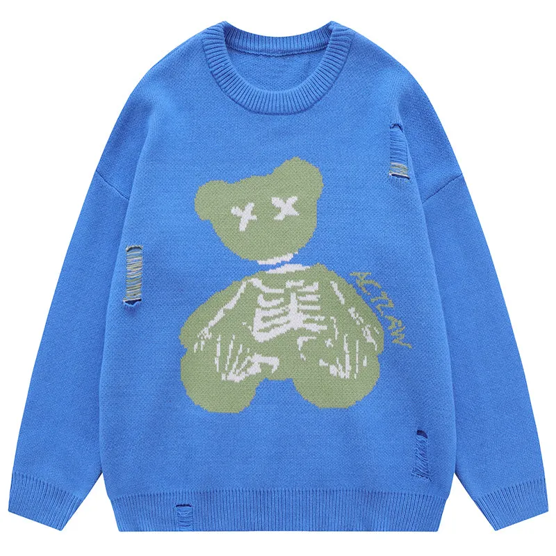 PopFlying Distressed Sweater Skeleton Teddy