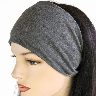 Premium Twisted comfy extra wide bamboo blend knit headband, charcoal