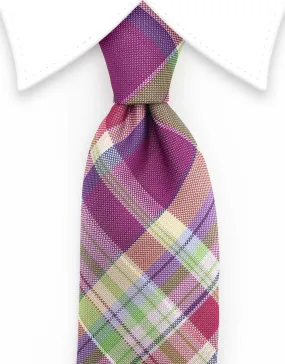 Purple, Green & Multi-Color Plaid Tie