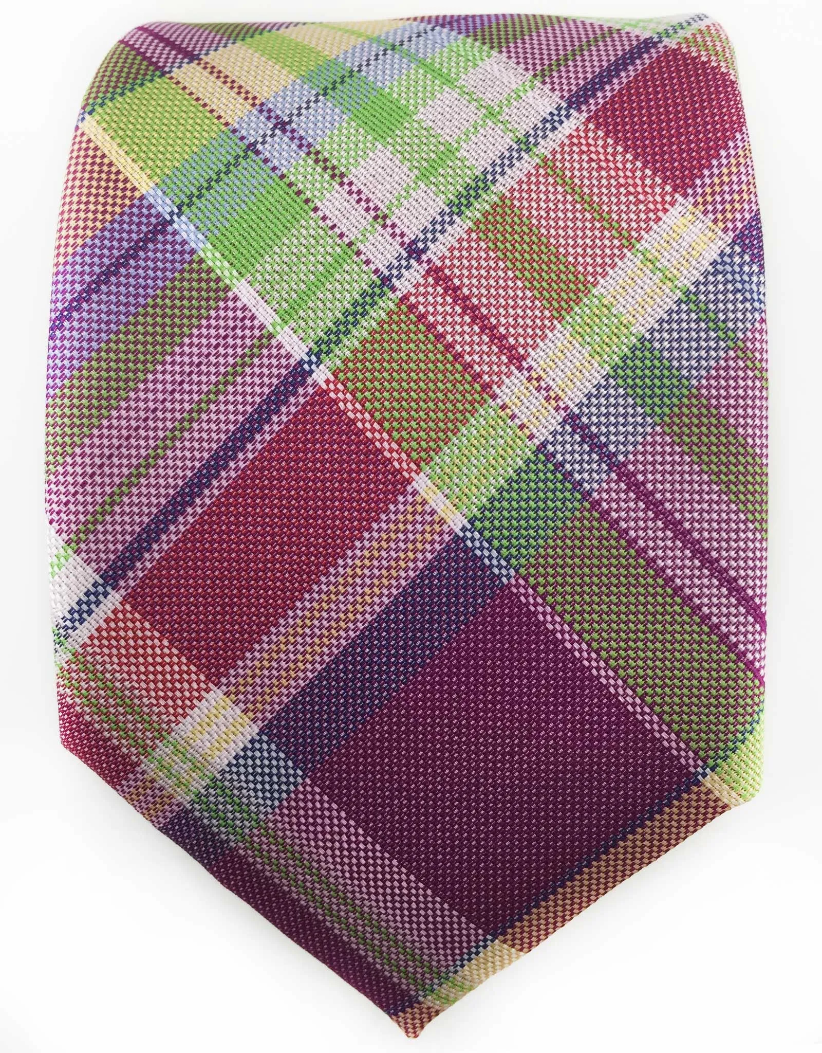 Purple, Green & Multi-Color Plaid Tie