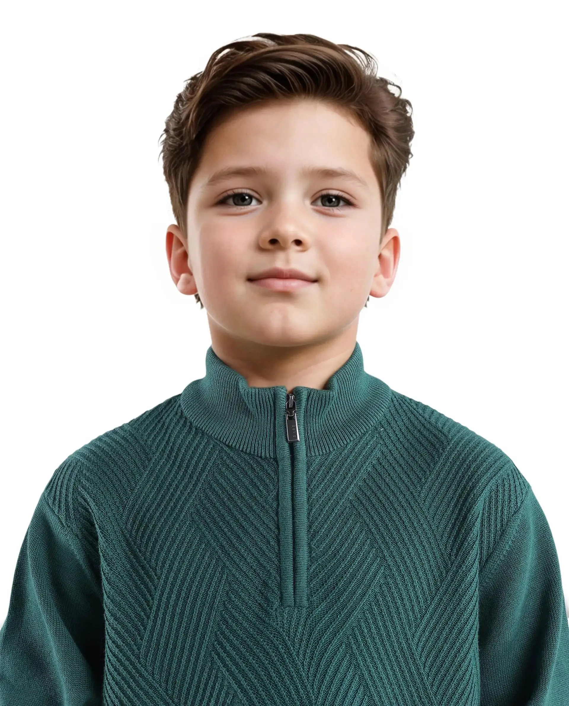 Rare Ones Kids Tron Dark Green Cotton Full Sleeve Zipper Regular Fit Sweater