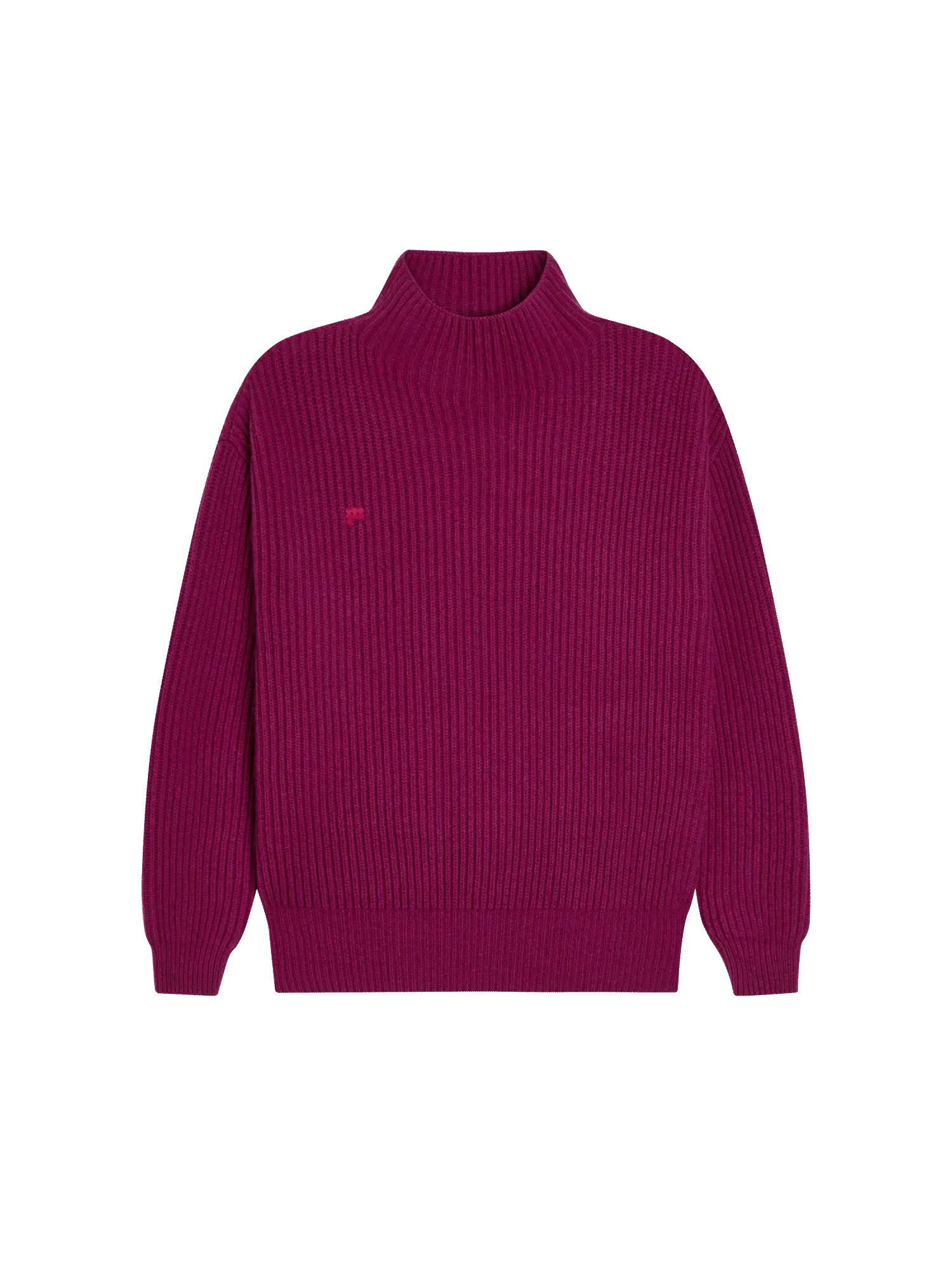 Recycled Cashmere Funnel-Neck Sweater—plum purple