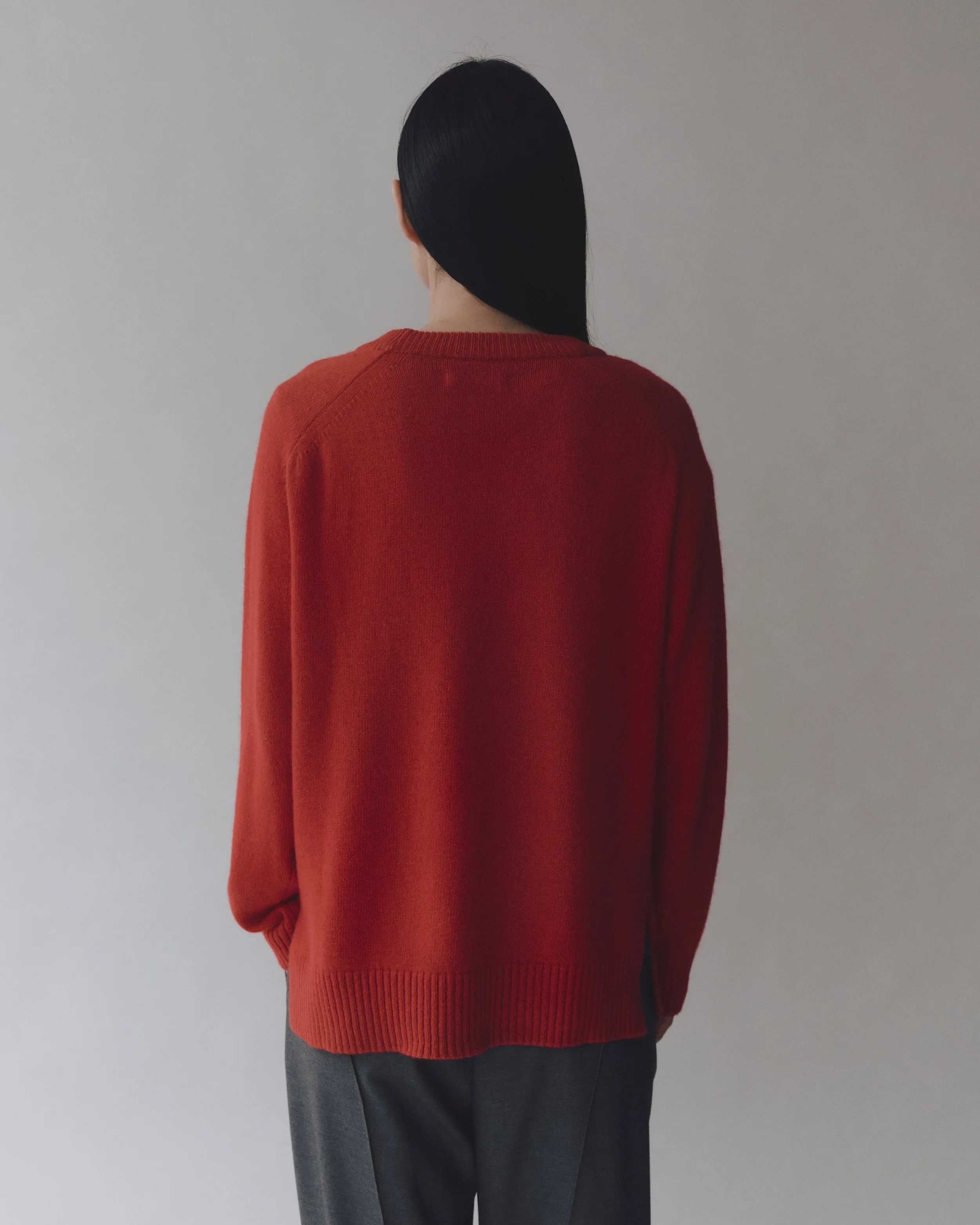 Red Cashmere Blend Crewneck Knit