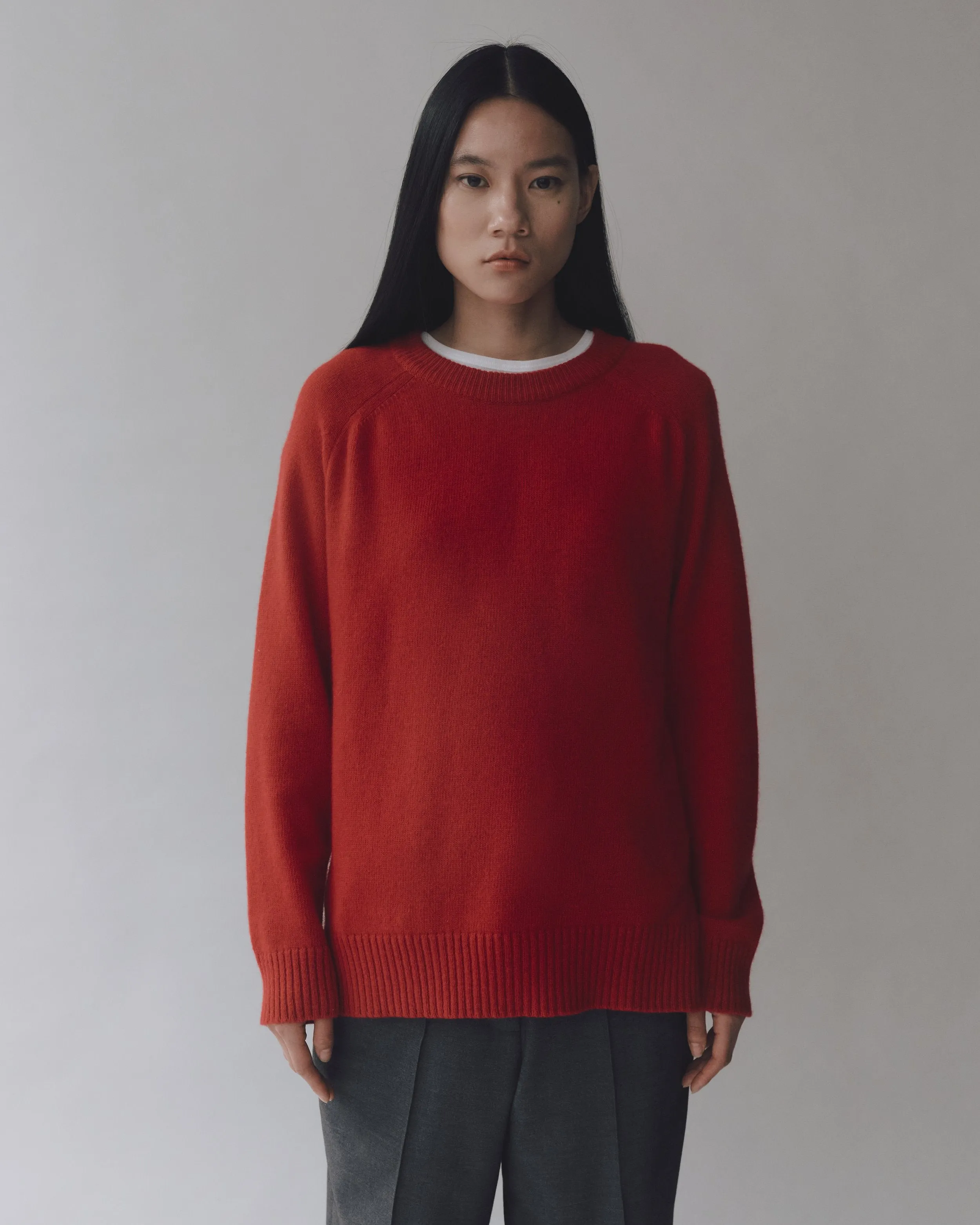 Red Cashmere Blend Crewneck Knit