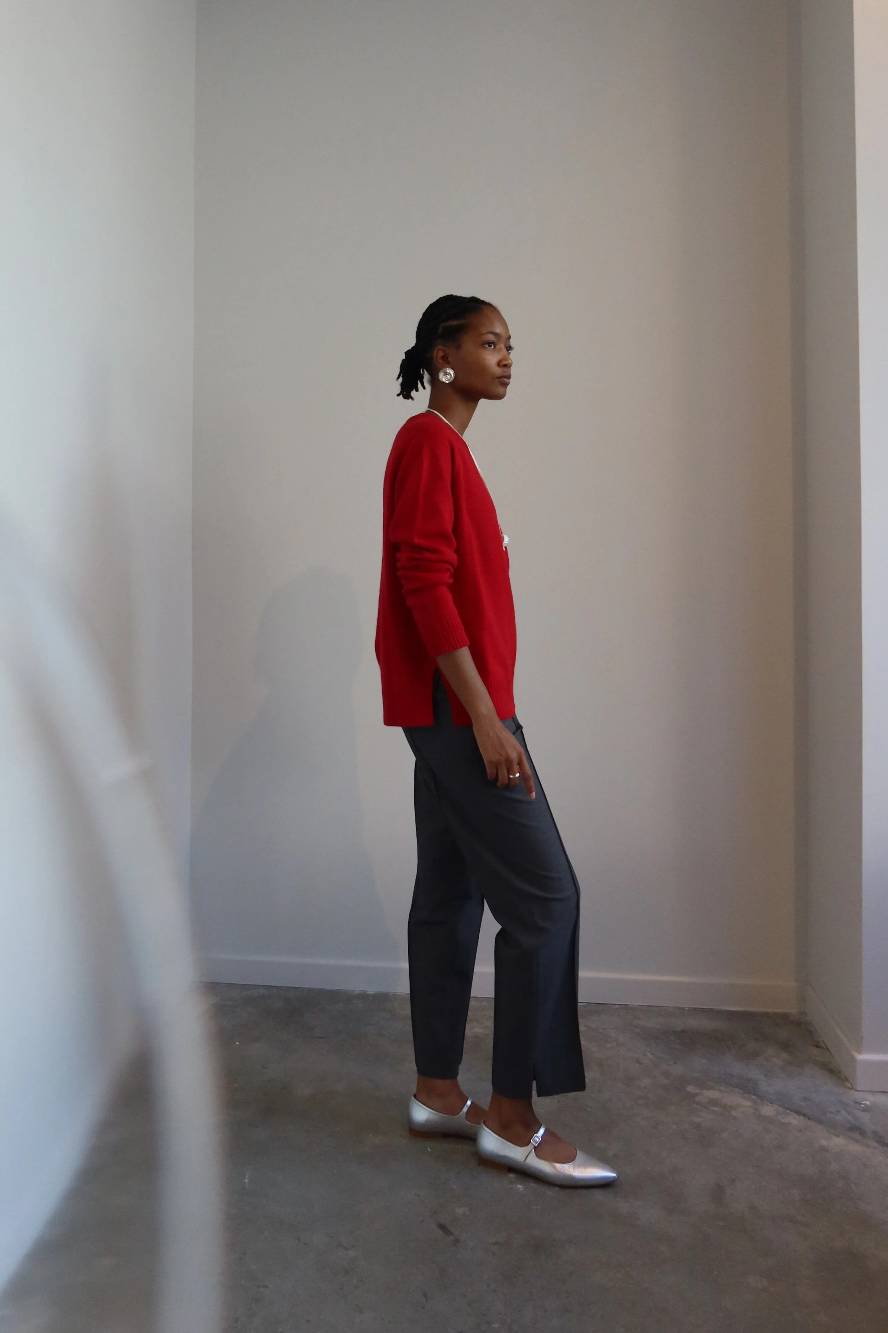 Red Cashmere Blend Crewneck Knit