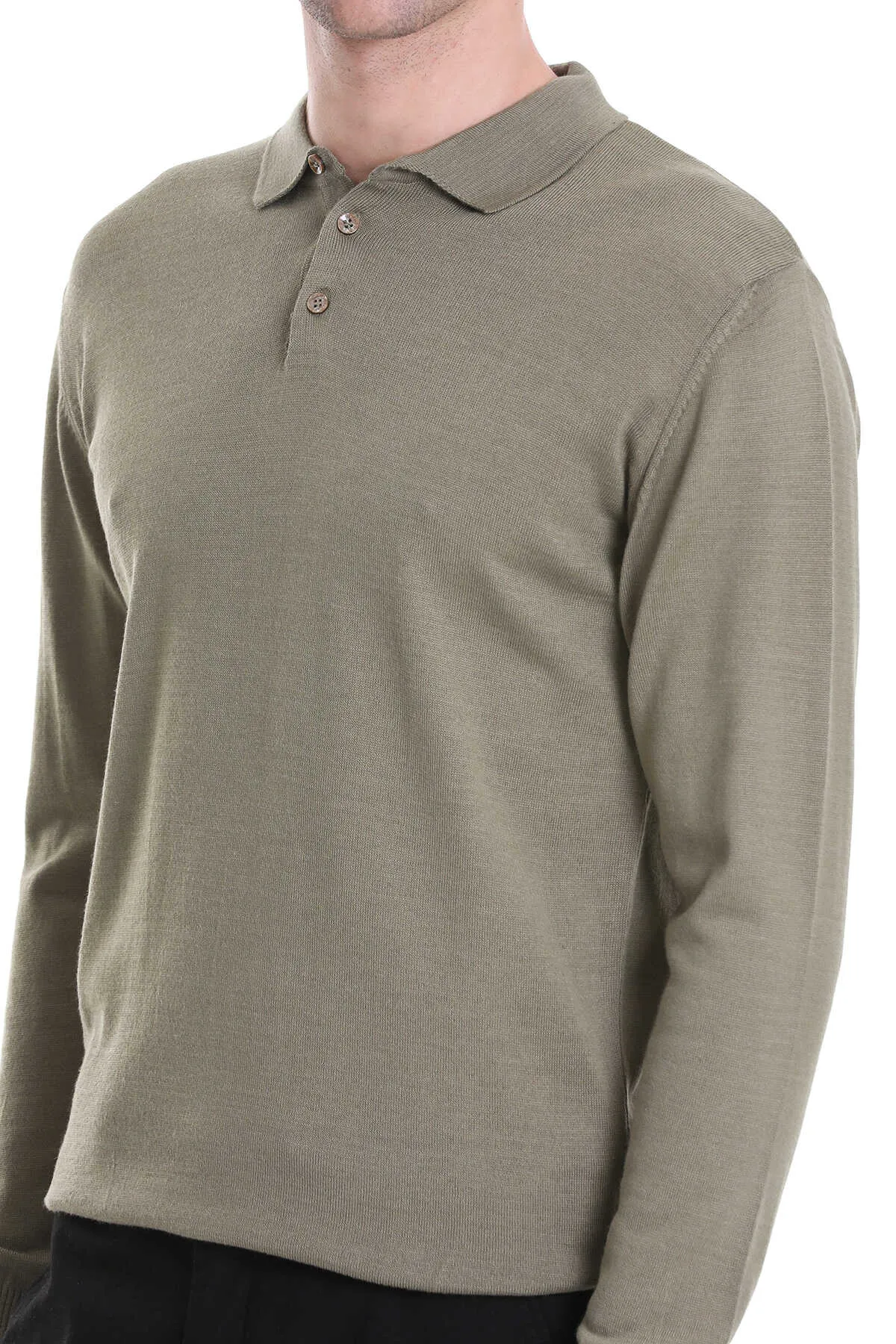 Regular Fit Wool Blend Green Polo Sweater