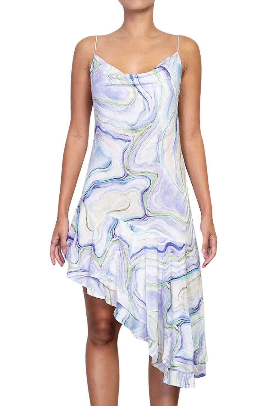 Rehab Lab Women's Marble Printed Asymmetrical Hem Midi Dress