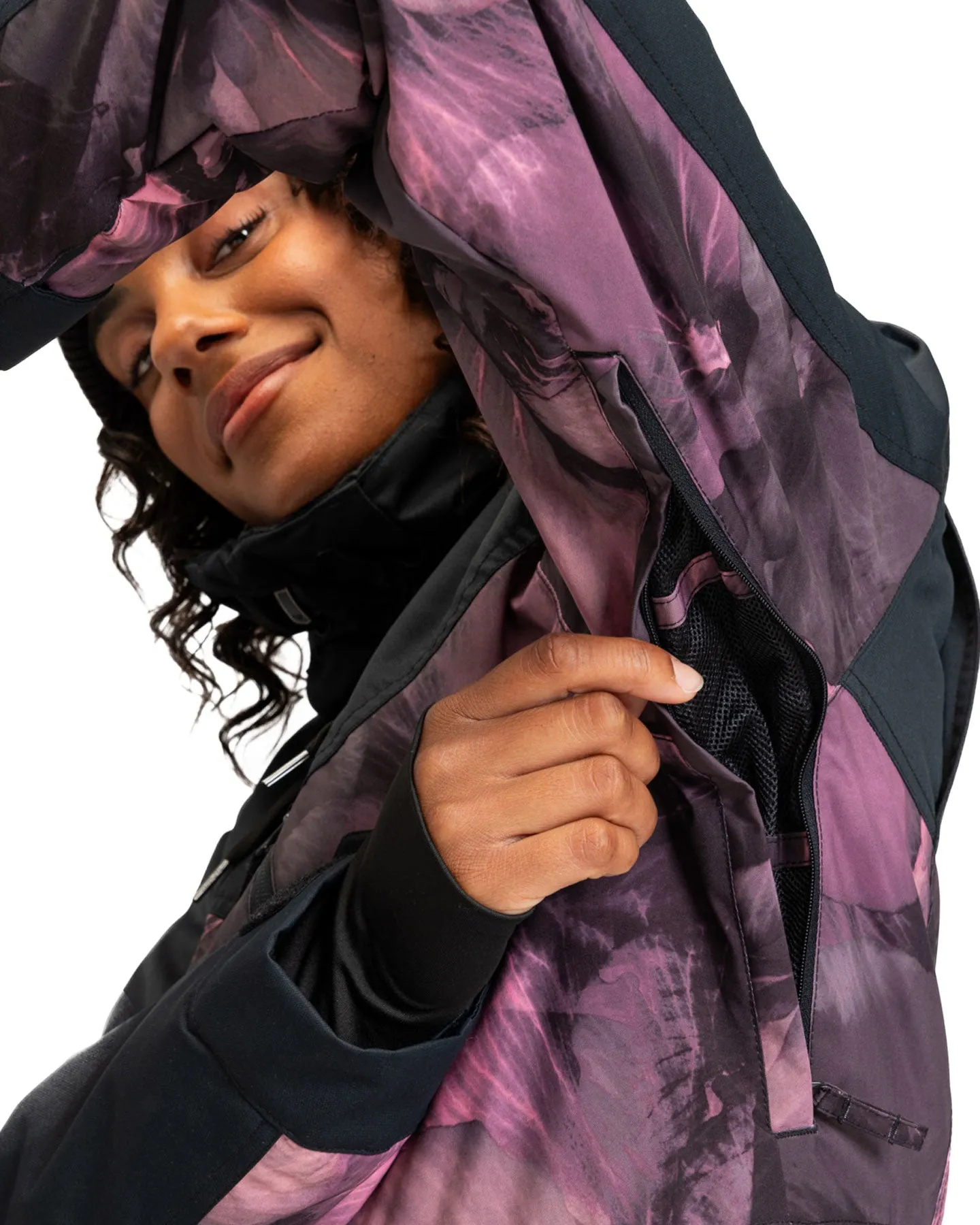 Roxy Women's Presence Parka Technical Snow Jacket - True Black / Pansy Pansy