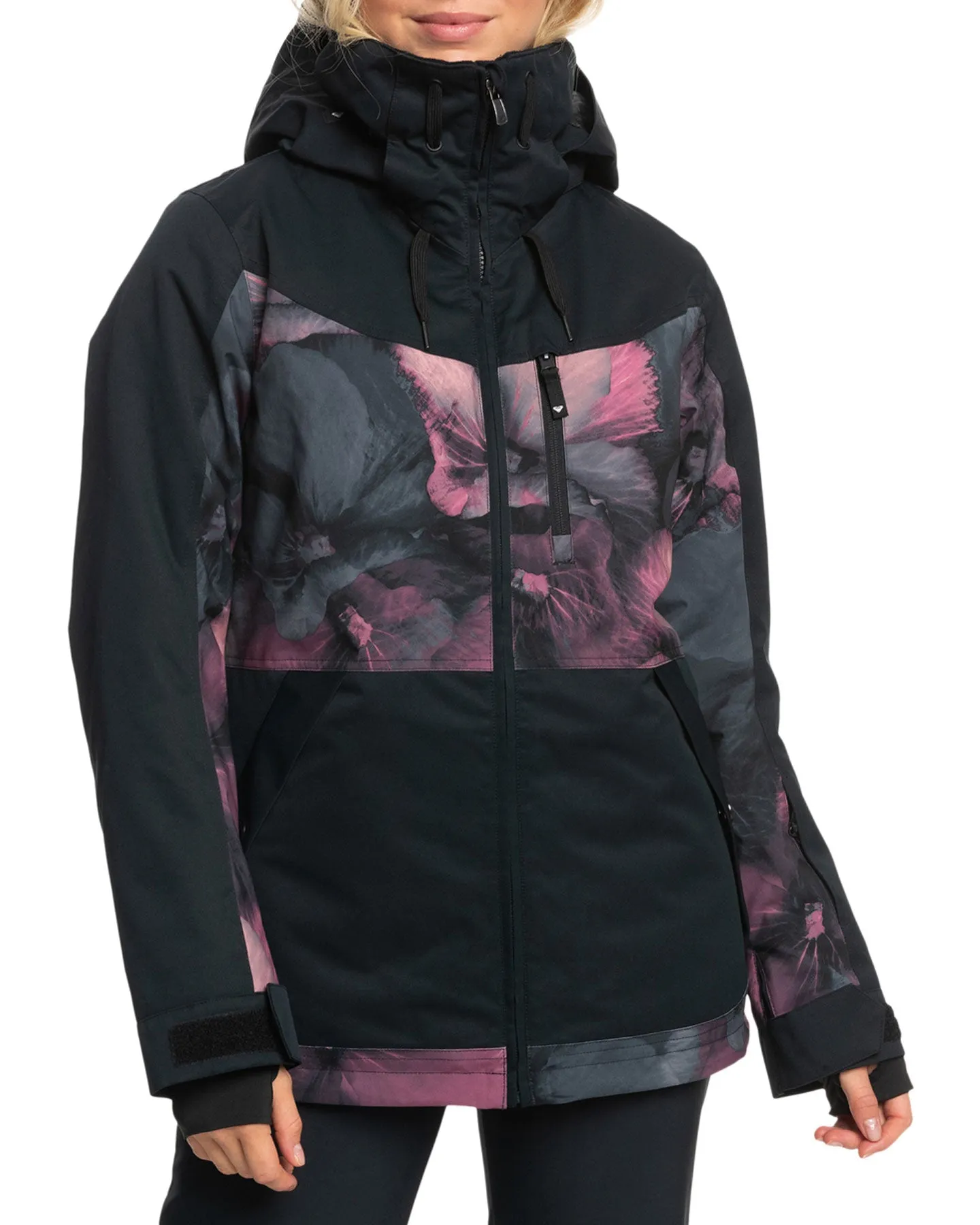 Roxy Women's Presence Parka Technical Snow Jacket - True Black / Pansy Pansy