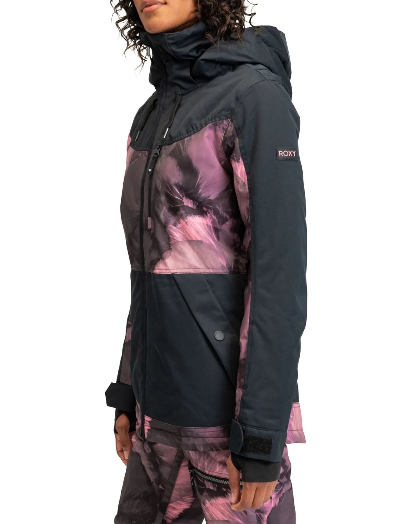 Roxy Women's Presence Parka Technical Snow Jacket - True Black / Pansy Pansy