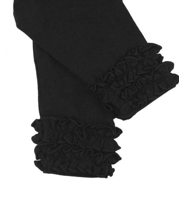 RuffleButts ~ Black Ruffle Leggings