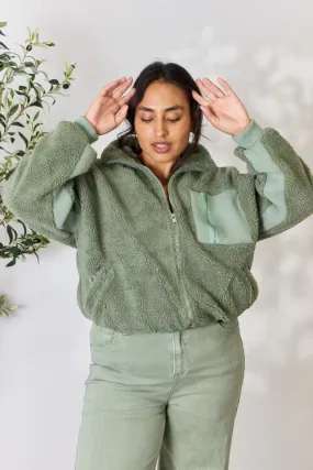 Sage Full Zip Collared Sherpa Jacket