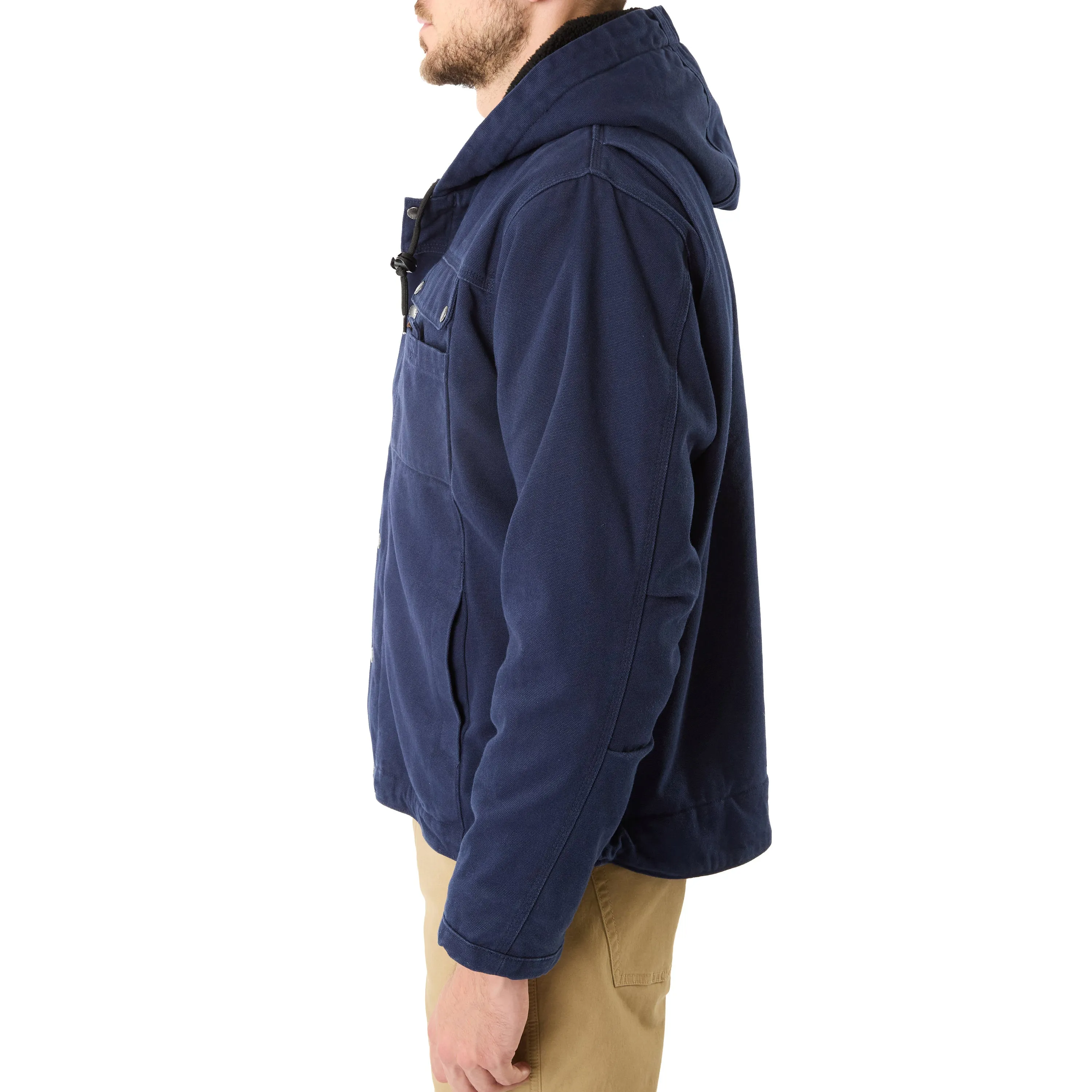 SHERPA-LINED DUCK CANVAS HOODED WORK JACKET