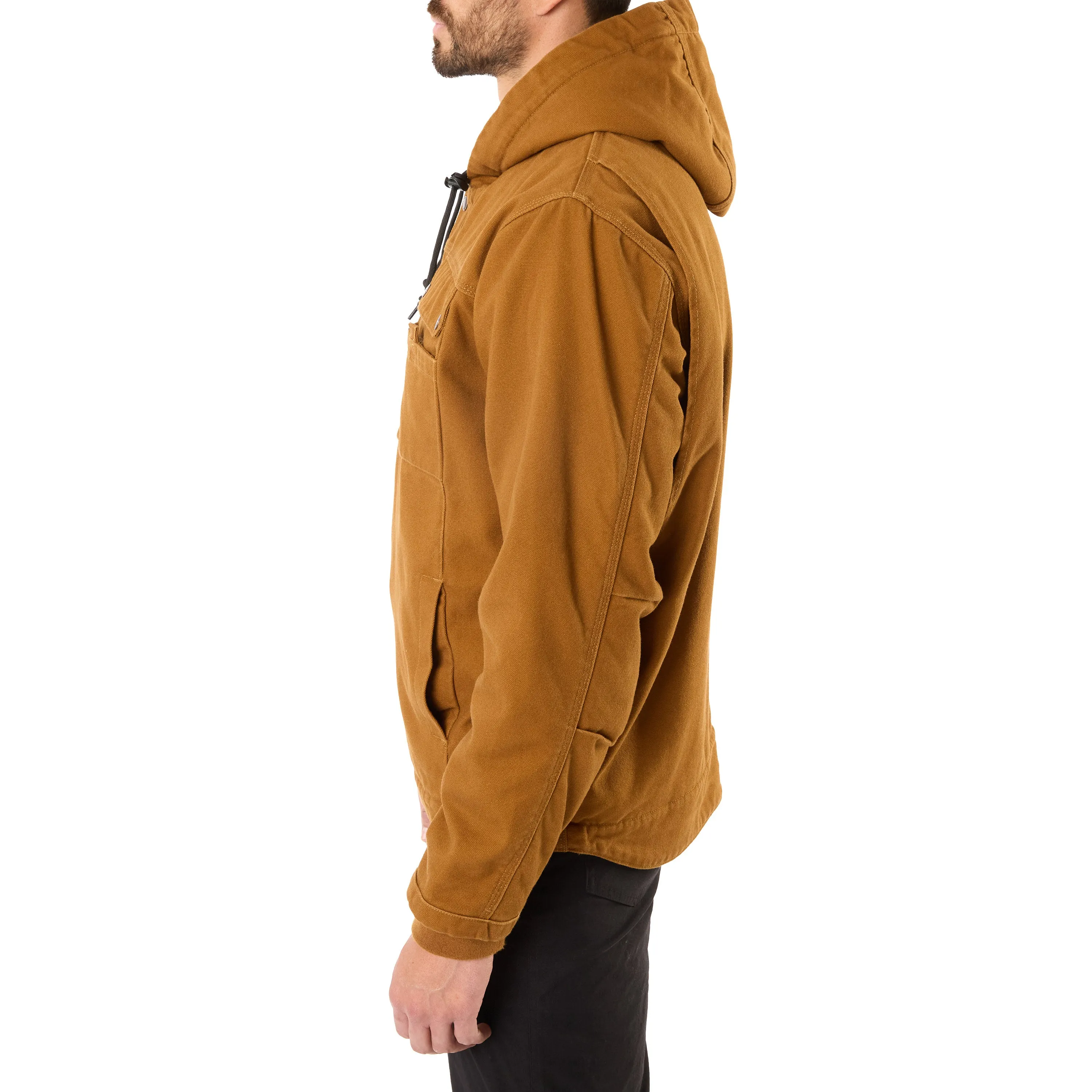 SHERPA-LINED DUCK CANVAS HOODED WORK JACKET