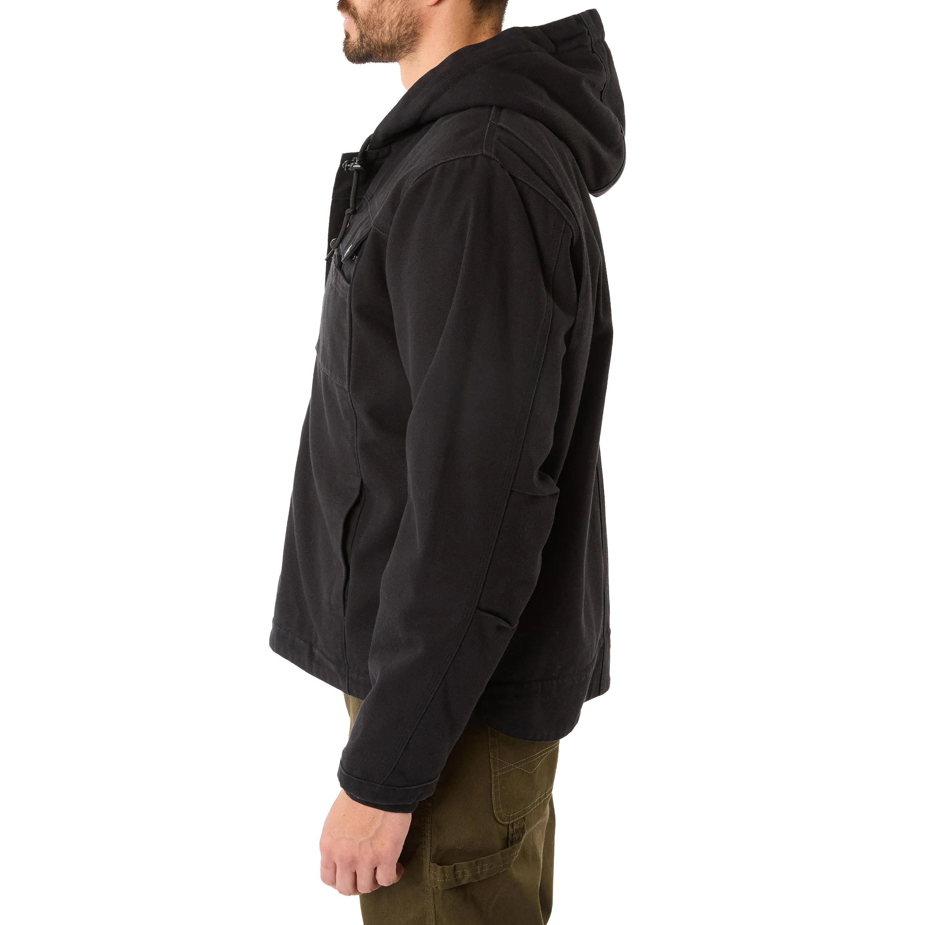 SHERPA-LINED DUCK CANVAS HOODED WORK JACKET