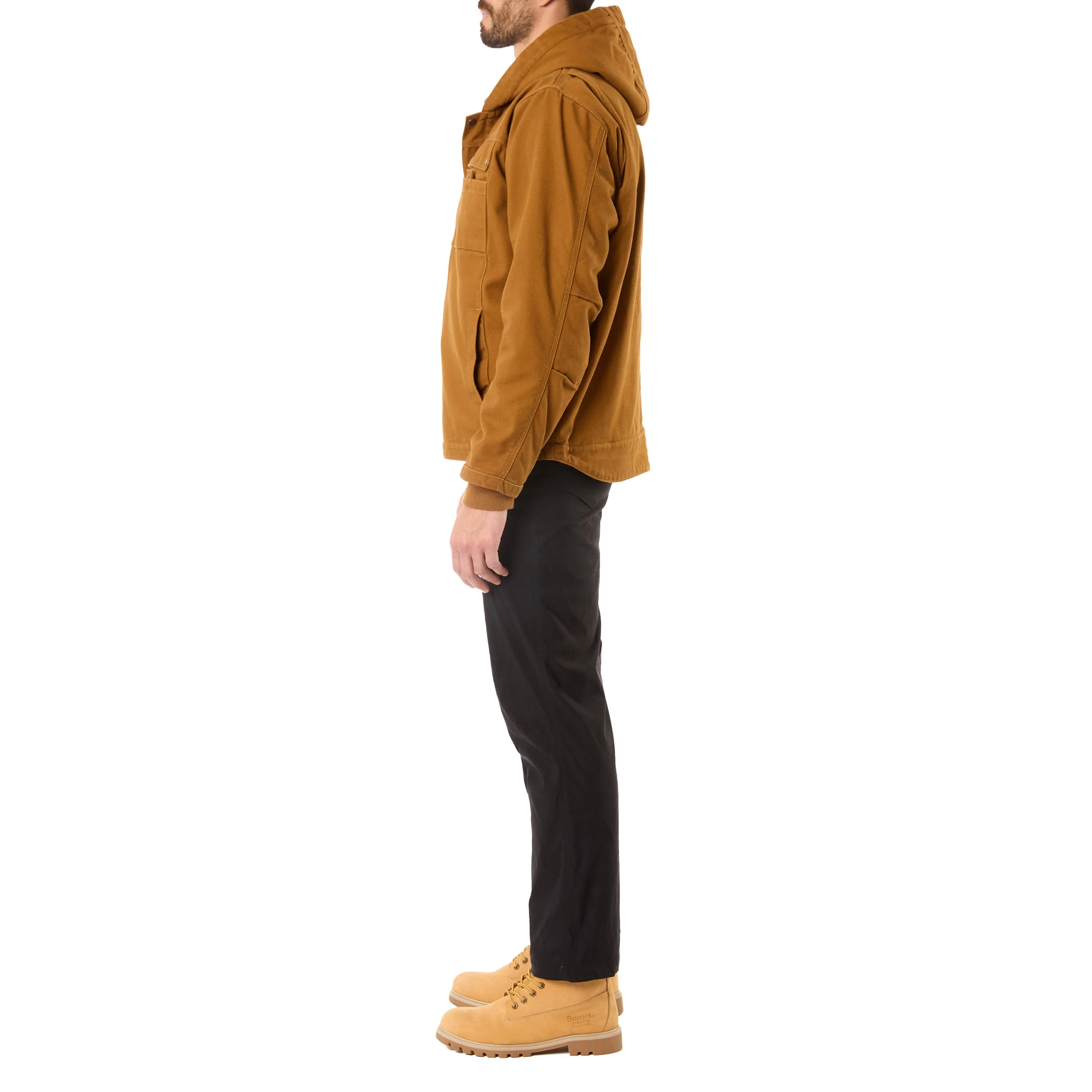 SHERPA-LINED DUCK CANVAS HOODED WORK JACKET