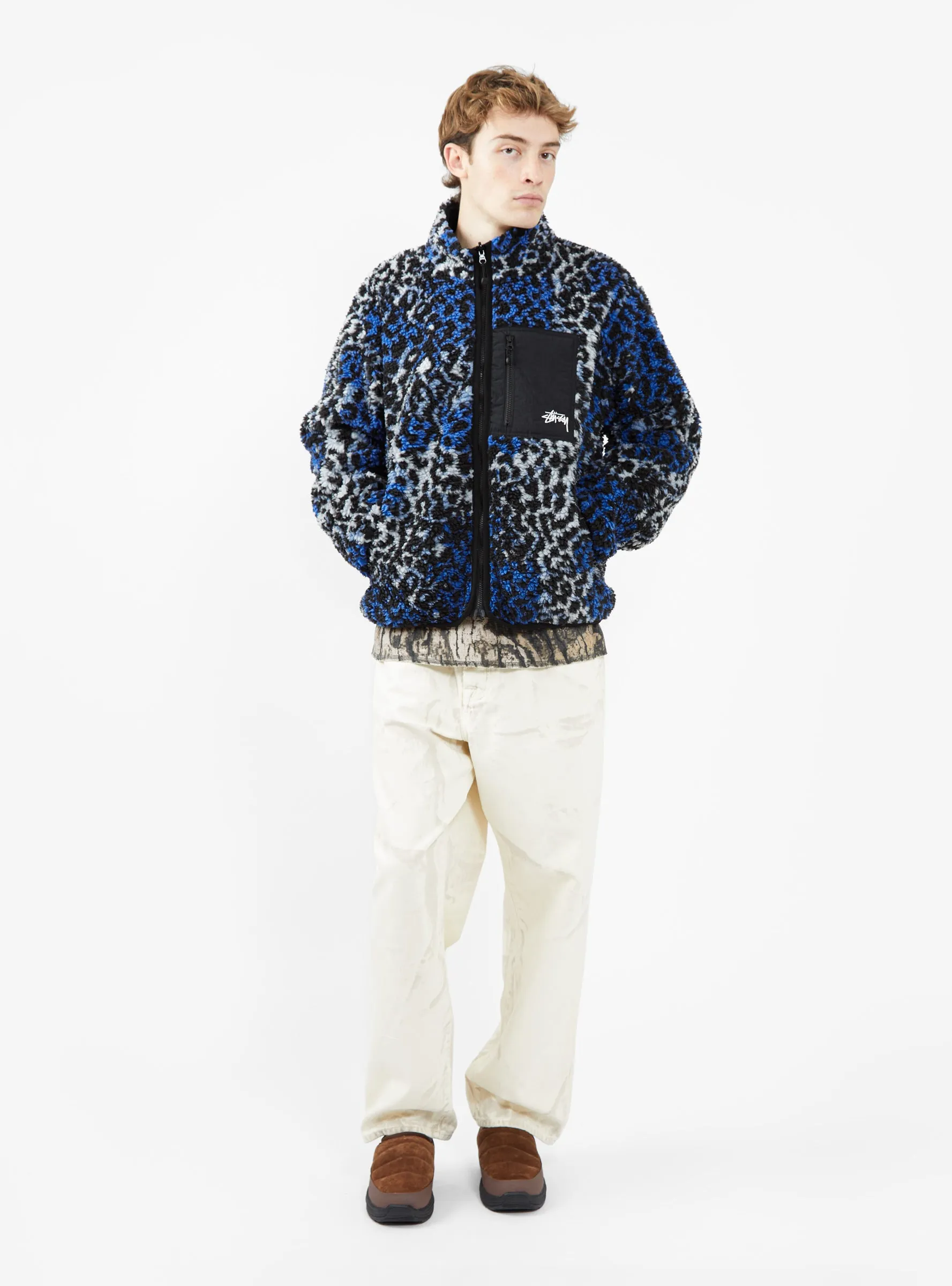 Sherpa Reversible Jacket Blue Leopard