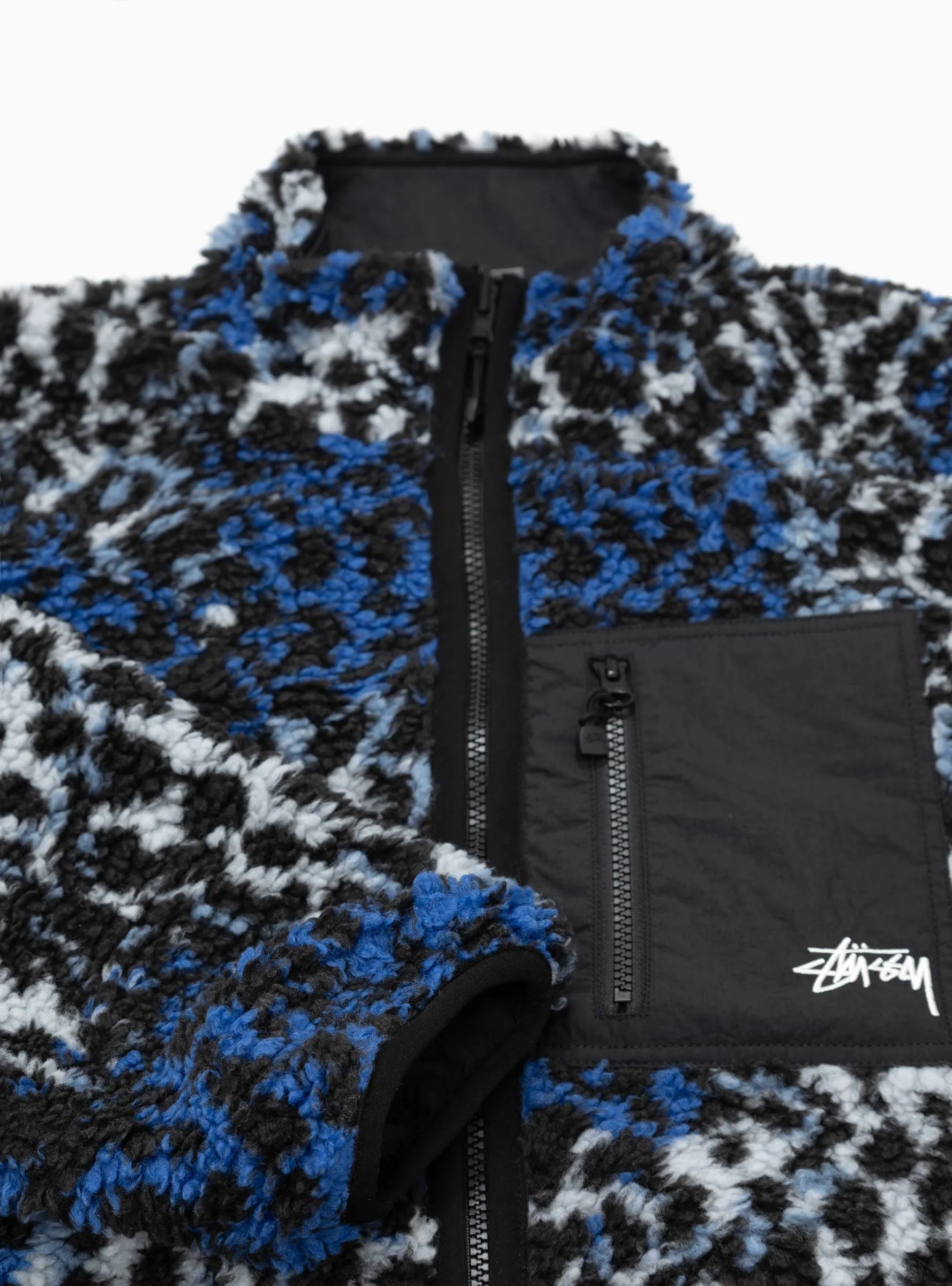 Sherpa Reversible Jacket Blue Leopard