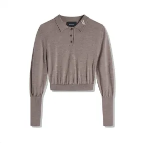 Simone Rocha - Women's Merino Silk Knit Polo Sweater - (Clay-Pear)