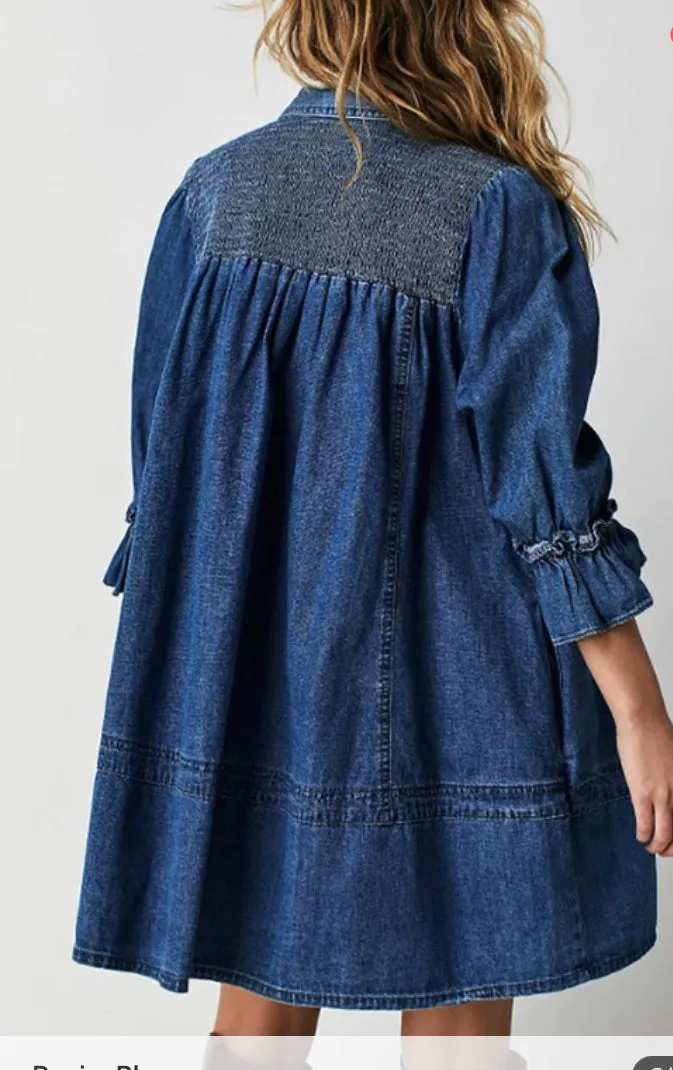 Smocked Denim Tunic