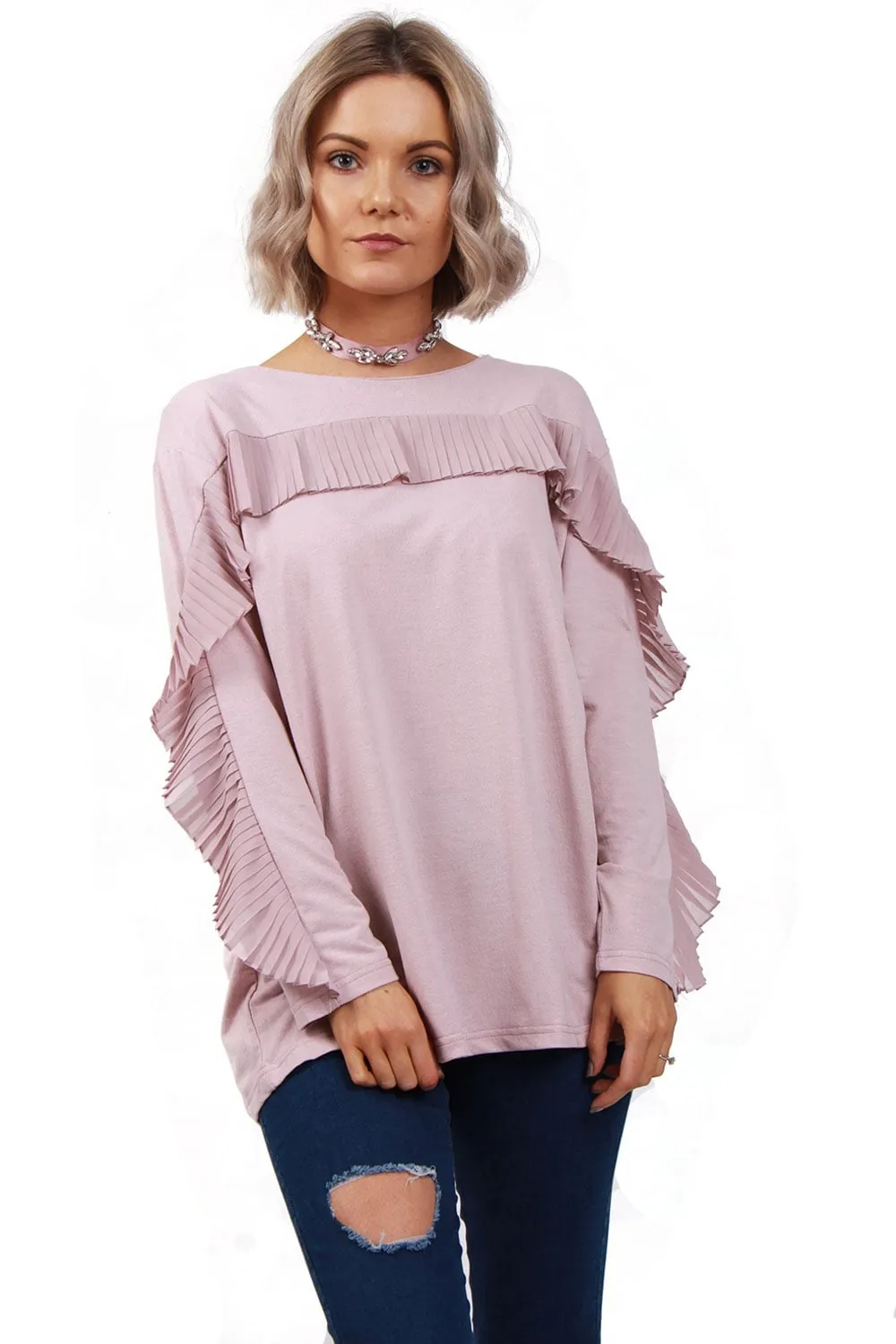 Soft Stretch Ruffle Long Sleeve Jumper Top