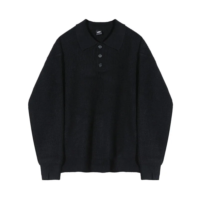 Solid Polo Long Sleeve Knit Sweater