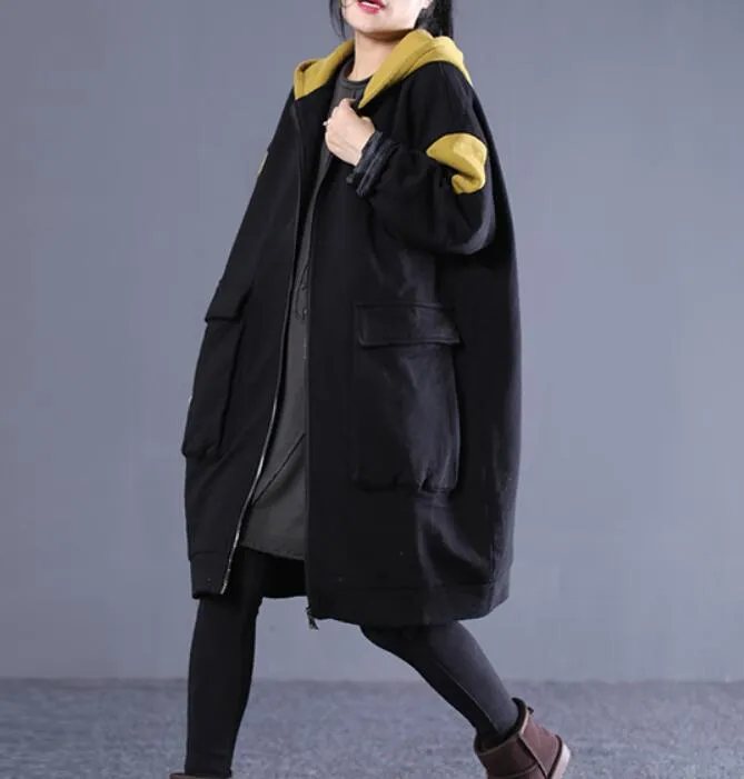 Spring Women Casual Coat Loose Hooded Parka Plus Size Coat Jacket