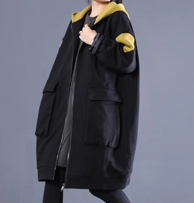 Spring Women Casual Coat Loose Hooded Parka Plus Size Coat Jacket