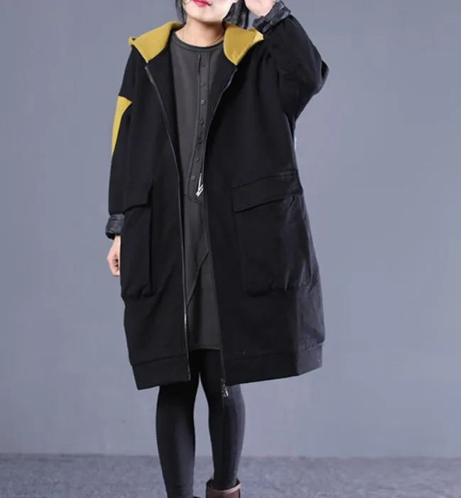 Spring Women Casual Coat Loose Hooded Parka Plus Size Coat Jacket