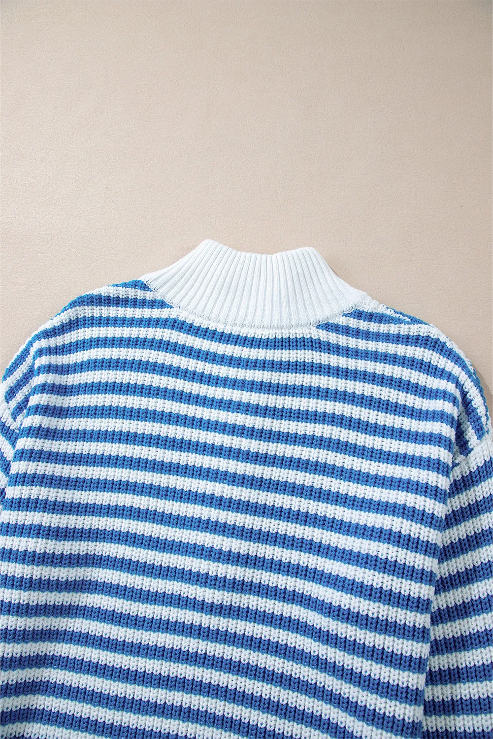 Stripe Zipper Collar Sweater