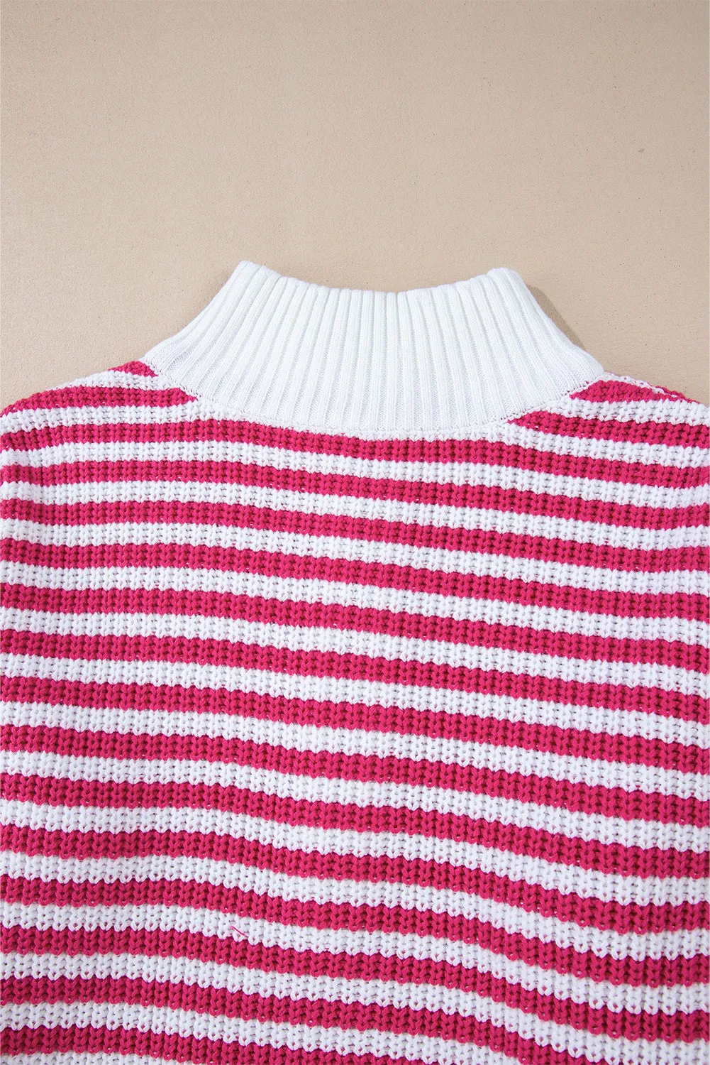 Stripe Zipper Collar Sweater