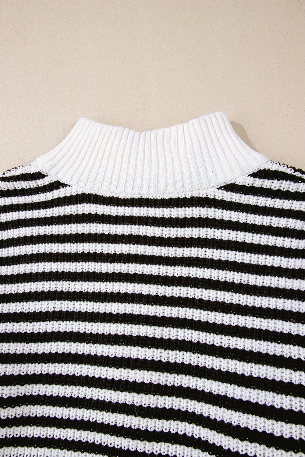 Stripe Zipper Collar Sweater