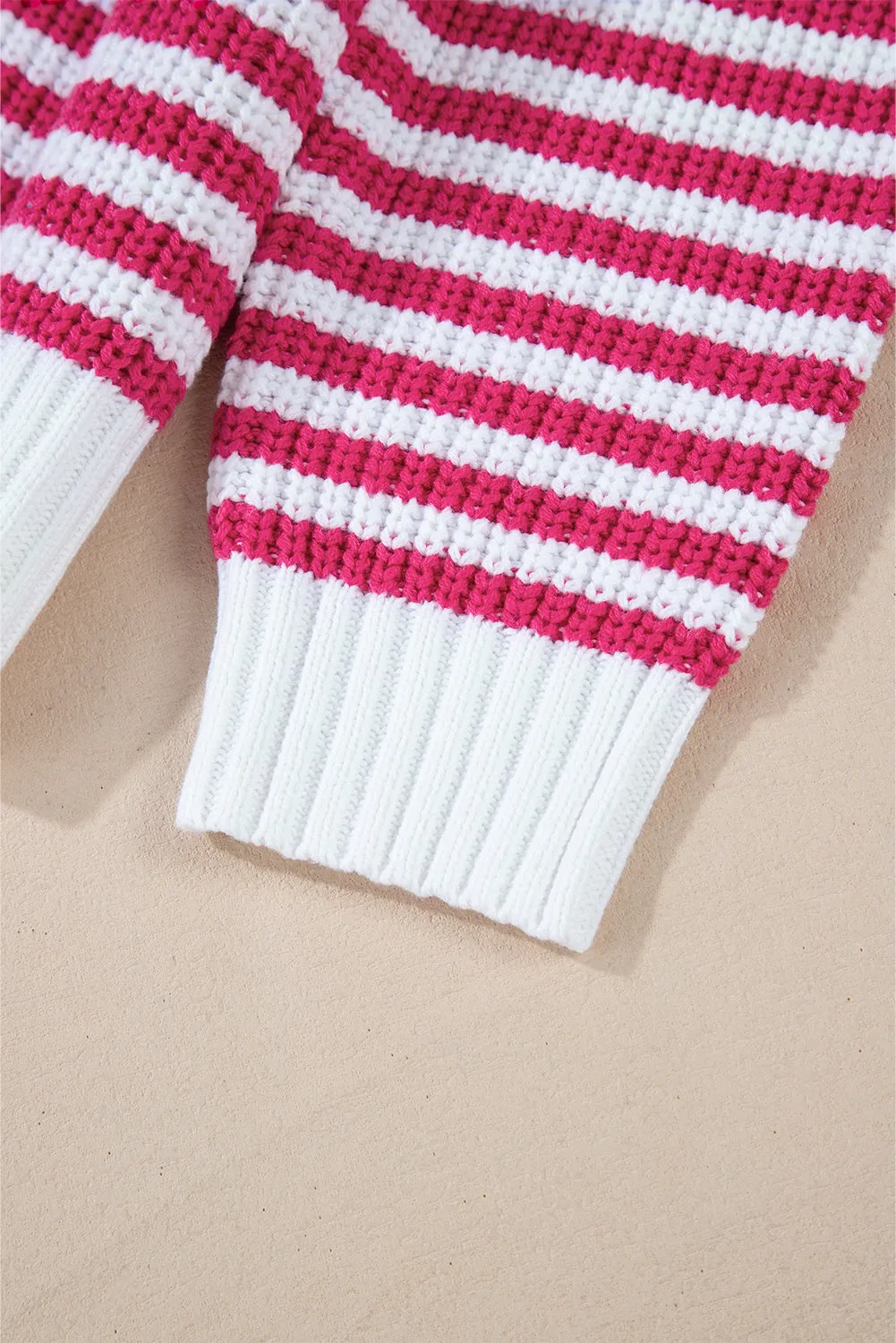 Stripe Zipper Collar Sweater