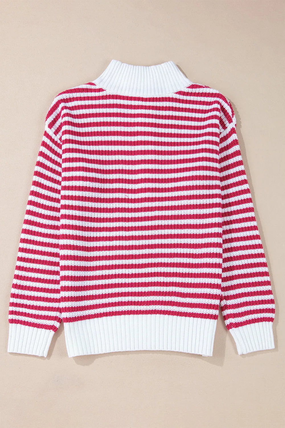 Stripe Zipper Collar Sweater