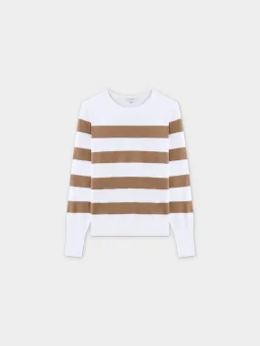 Striped Cotton Sweater-Tan