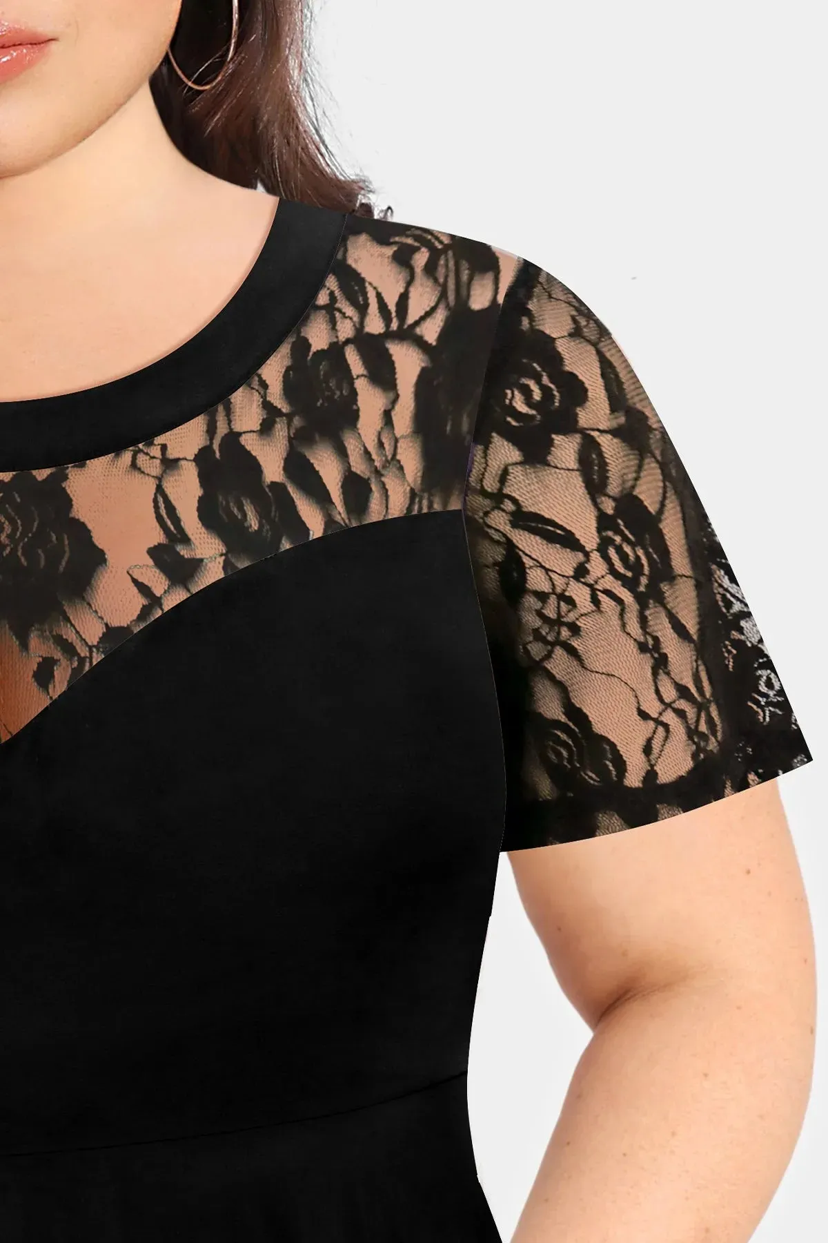 Supersoft Sexy Lace Detail Asymmetrical Hem T-Shirt