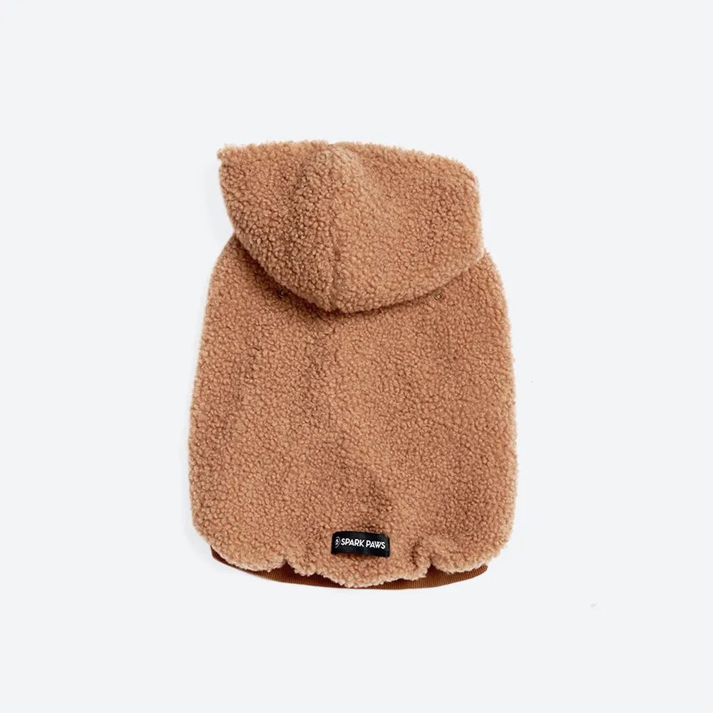 Teddy Sherpa Fleece Dog Jacket - Brown