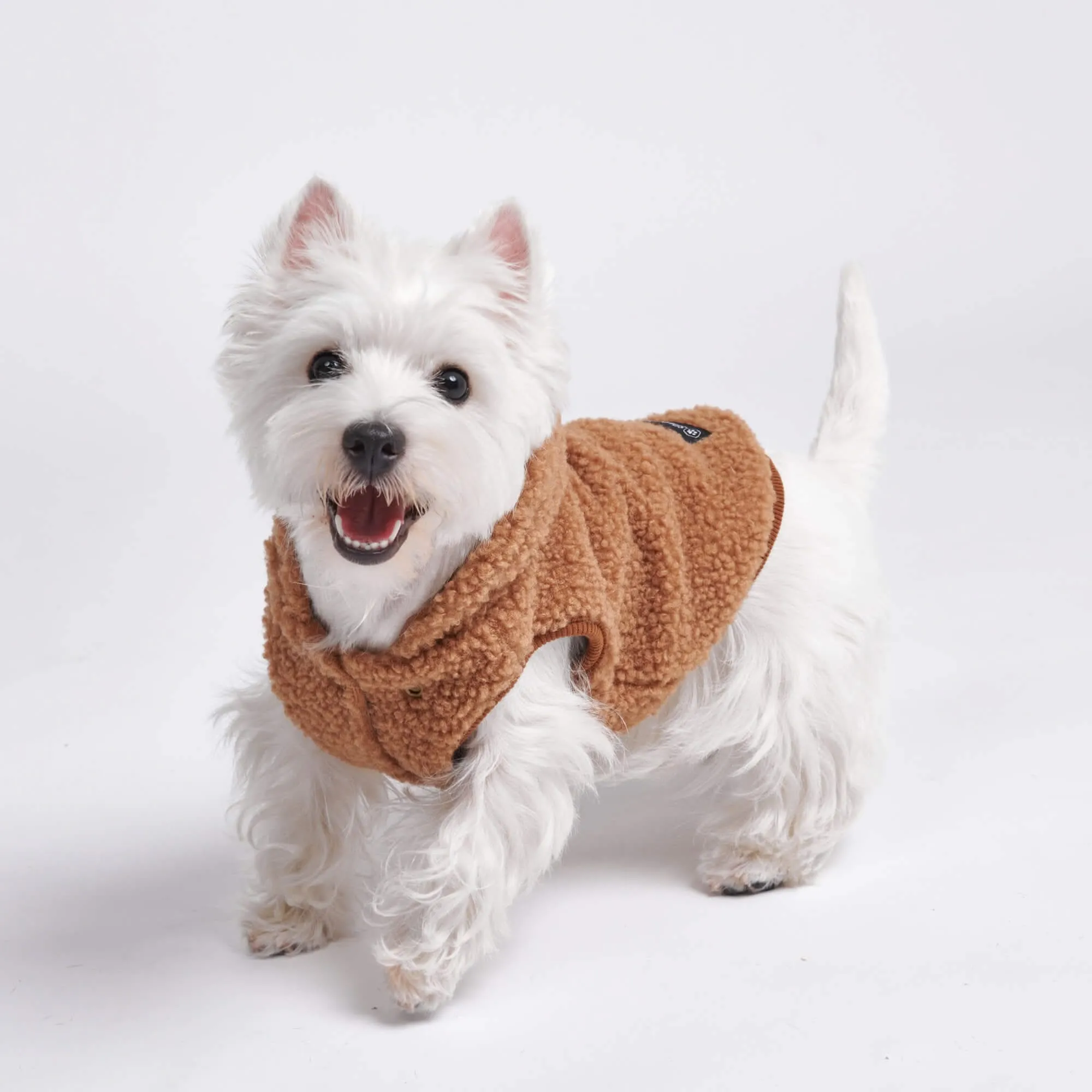 Teddy Sherpa Fleece Dog Jacket - Brown