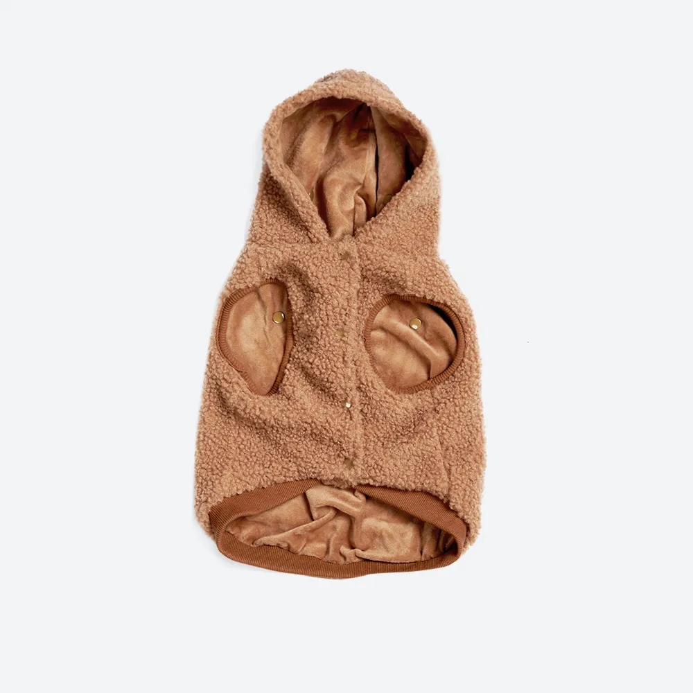 Teddy Sherpa Fleece Dog Jacket - Brown