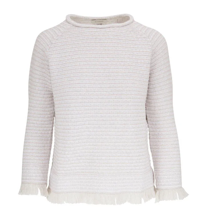 Textured Cotton Fringe Pullover