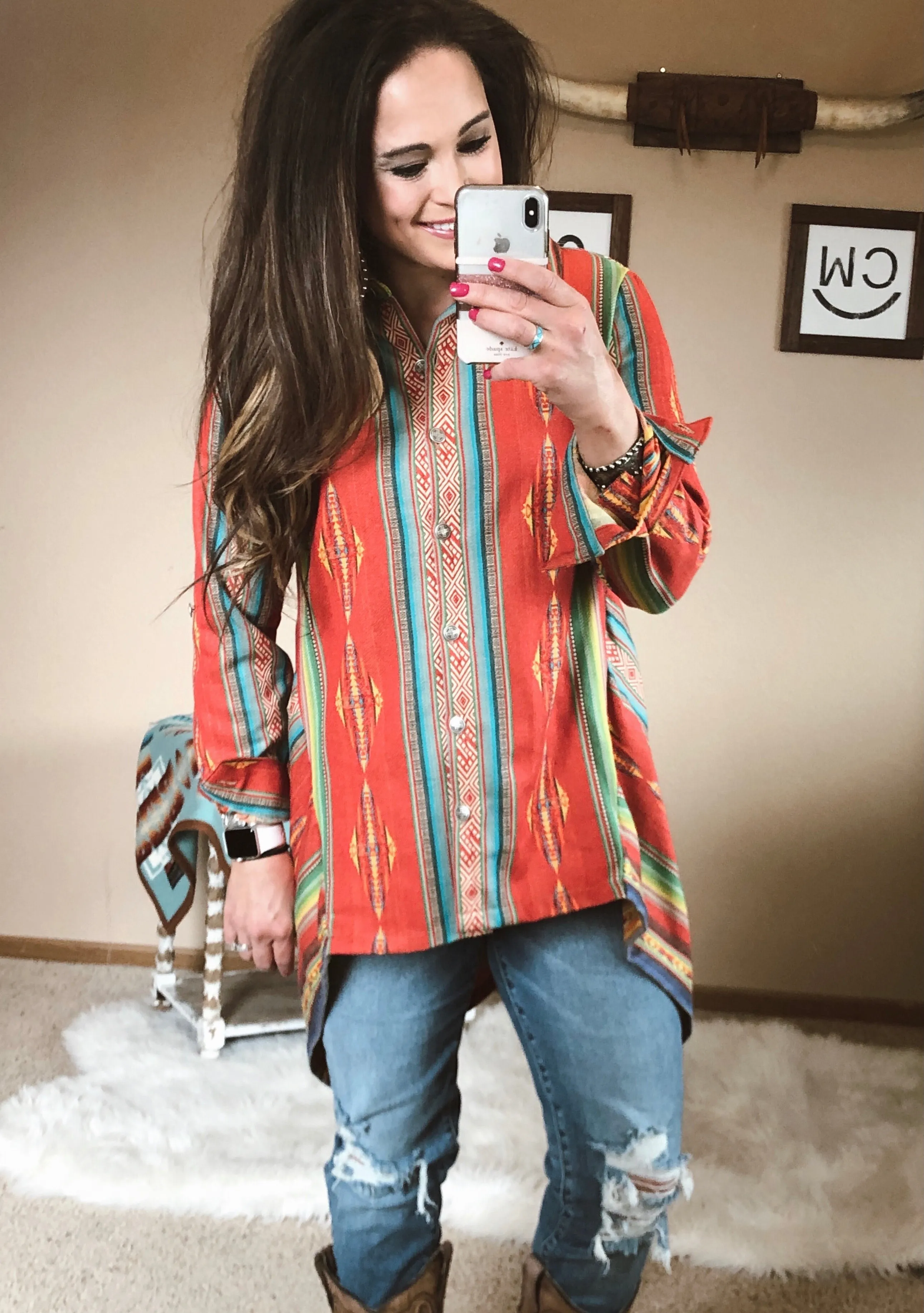 The Tammy Serape Button Down Top