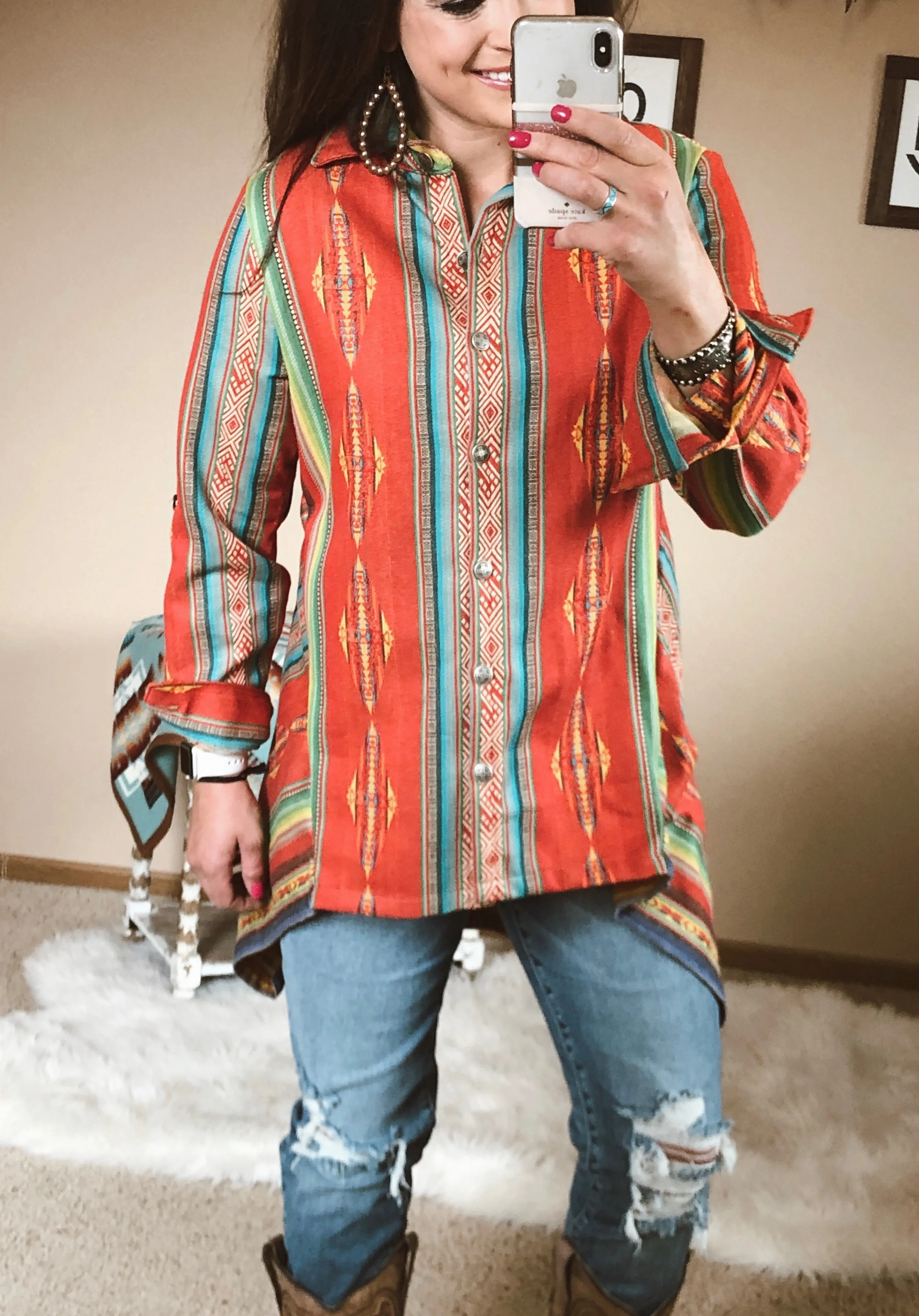 The Tammy Serape Button Down Top