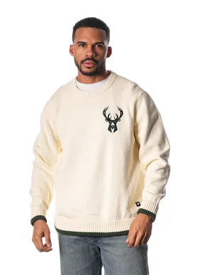 The Wild Collective Icon Logo Milwaukee Bucks Knitted Crewneck Sweater