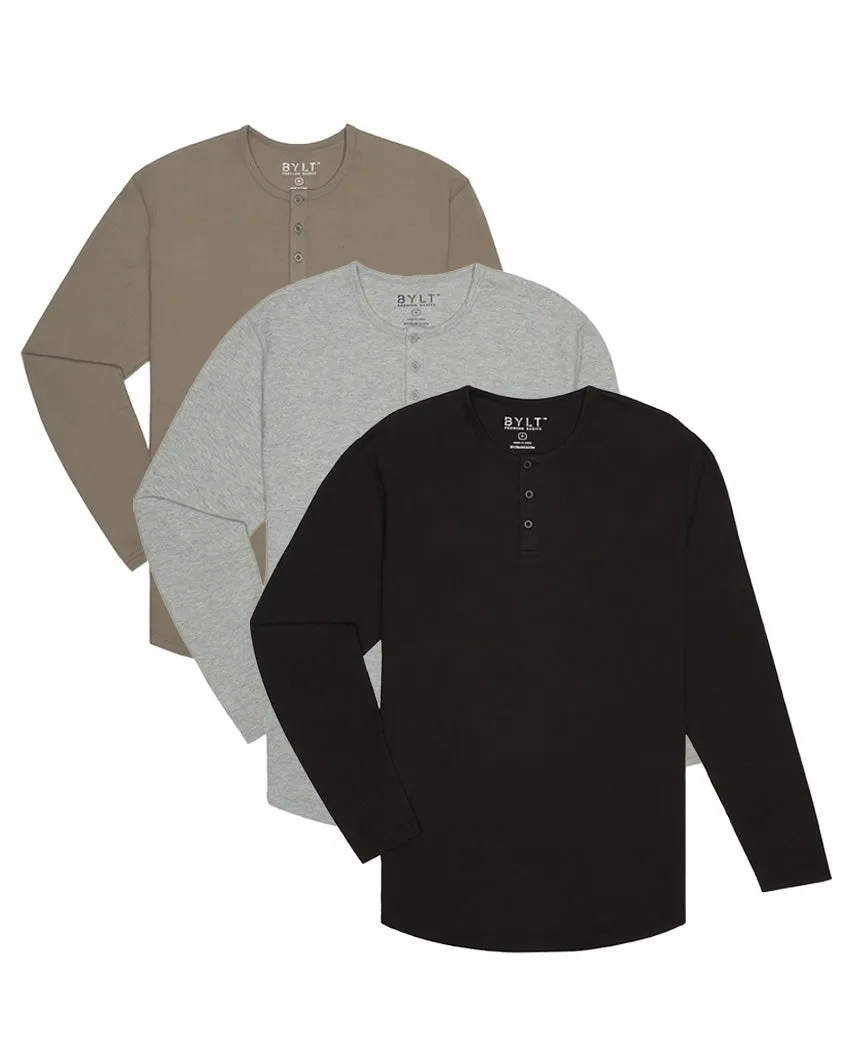 Thermal Henley Drop-Cut Long Sleeve - Custom 3 Pack