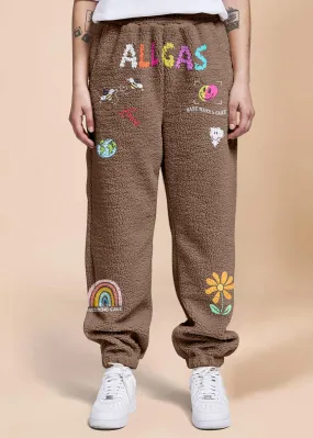 Trendy Print Retro Fashion Fleece Trousers