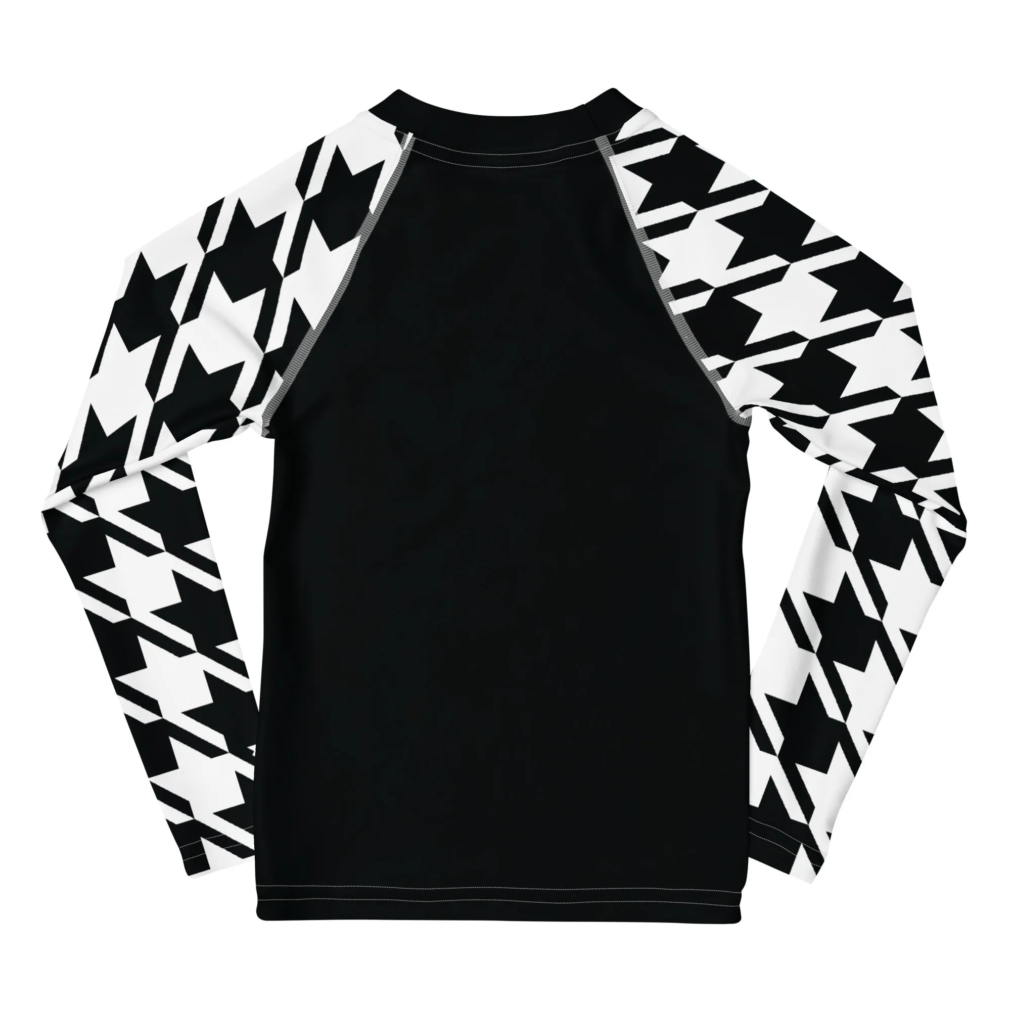 Trendy Training Gear: Houndstooth Long Sleeve Rash Guard for Girls