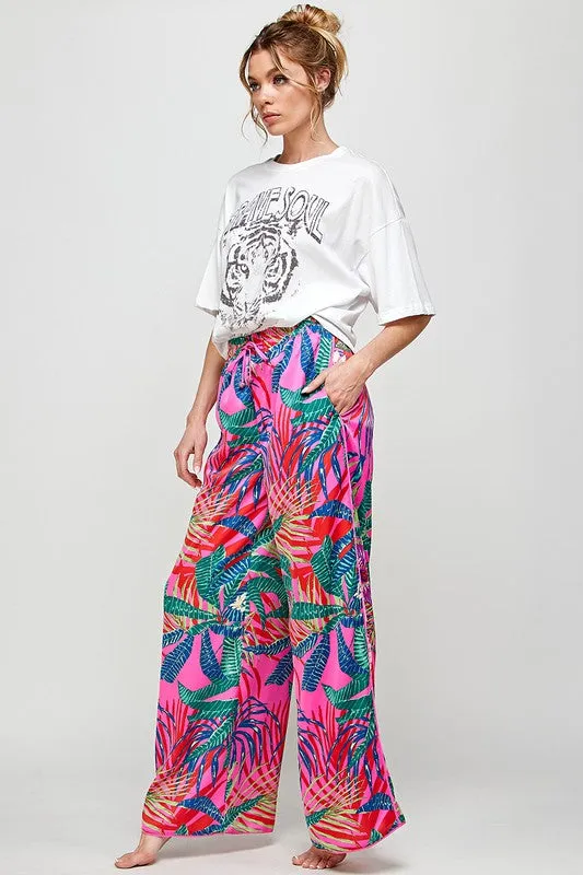 Tropicana Print Wide Leg Pants