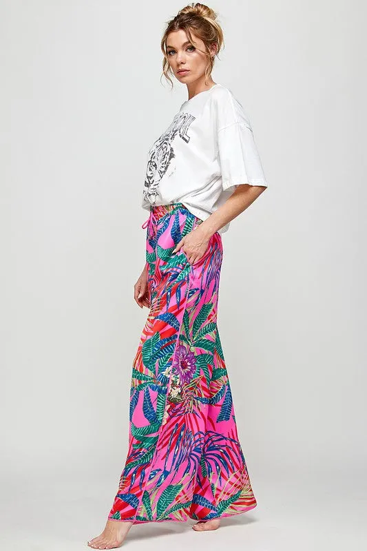 Tropicana Print Wide Leg Pants