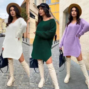 Tunic Dress Oversized XS-L Knitted Casual Wear Fashion 2023