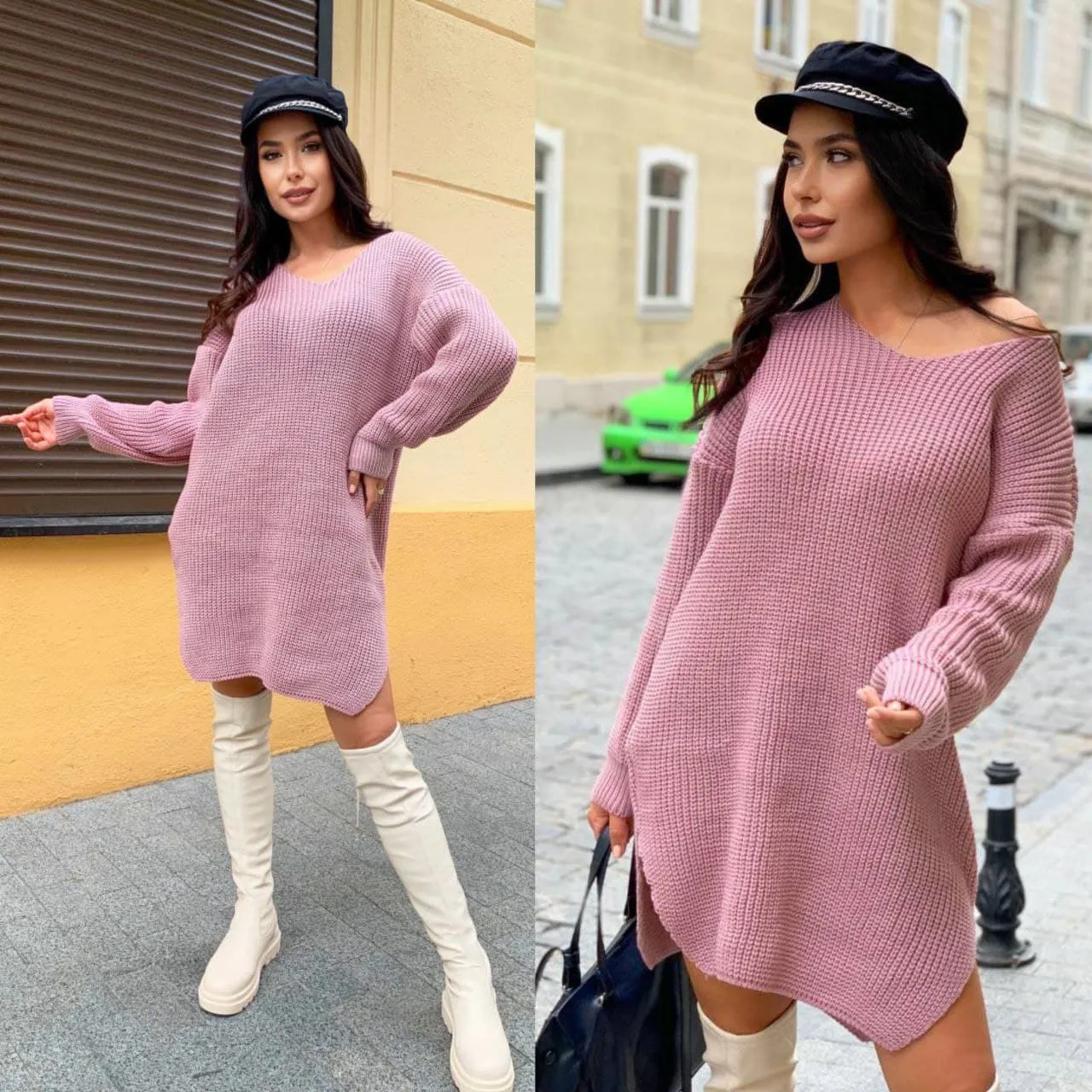 Tunic Dress Oversized XS-L Knitted Casual Wear Fashion 2023